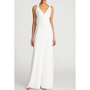 NEW HALSTON HERITAGE allison beaded neckline gown in ivory